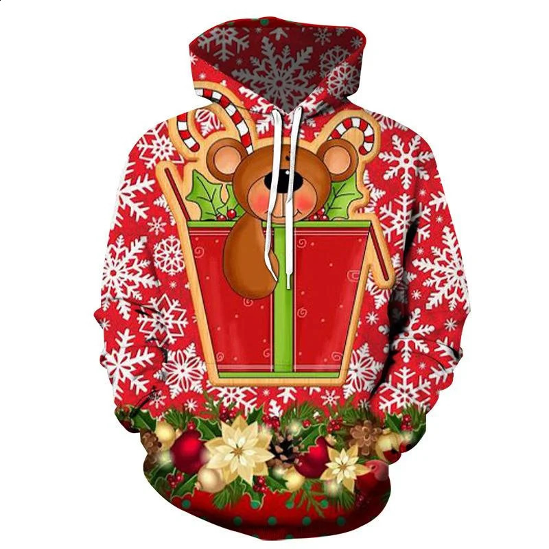 Christmas Ugly Sweater in Sweatshirts Hoodies for Men Clothinig Winter Warm Hoodie Funny s Hooded Pullovers Tops 240823