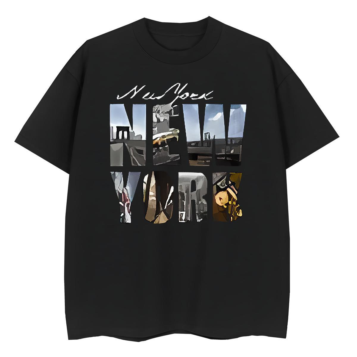 Comfortable Womens Tshirts 230g Pure Cotton New York Casual Beach T-Shirts Breathable Crew Neck Customized Print Tops Shirt