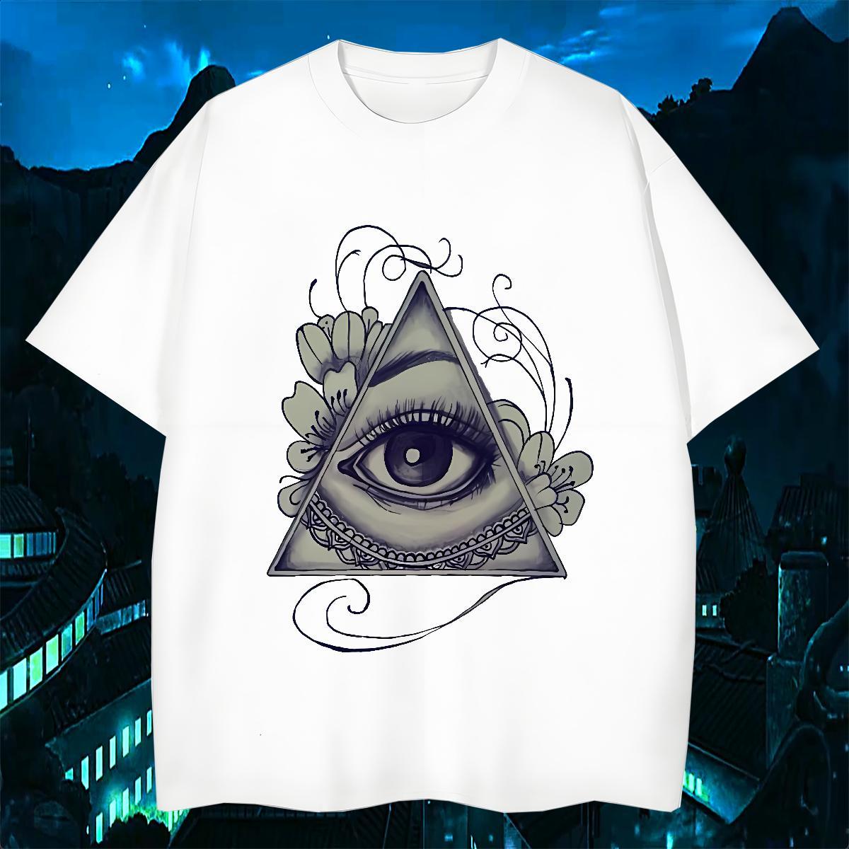High Quality T Shirt For Man 230g Cotton eye of the devil High Street Hip Hop White Plus Size Round Neck Short Sleeve Tshirt for Man Woman 2024 DIY To