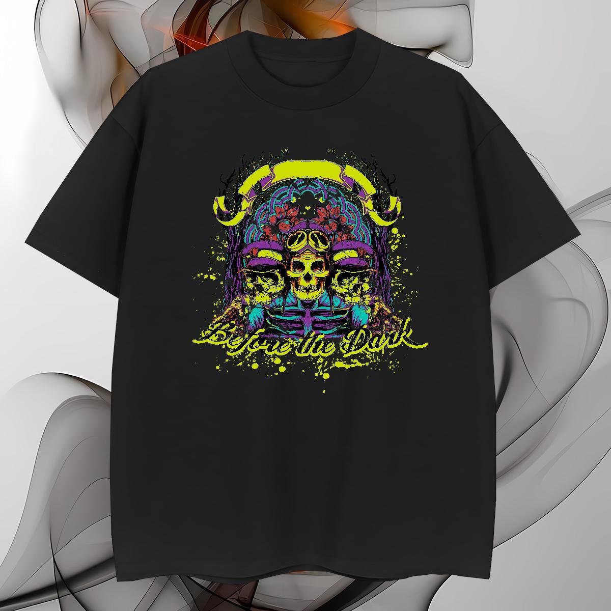 Wholesale T Shirts Men 230g 100% Cotton skull High Street Hip Hop DIY Printed Short Sleeve O-Neck Mens Tshirts Customized Wear