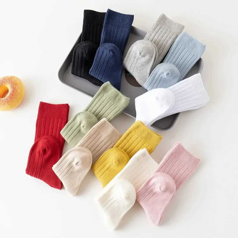3Pairs/Lot Baby Knee High Socks Kids Girls Boys Soft Cotton Long Sock Cute Spanish Stripe Solid Children Socken For 0-8Years CL240824