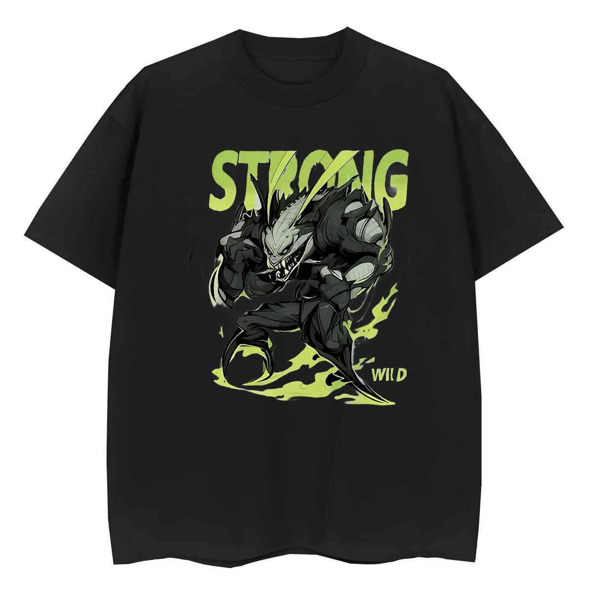 Loose fit Womens Tshirts 230g 100% Cotton Terror Spring Summer T-Shirts for Women Crew Neck Breathable Cartoon Printing L-4XL Tops