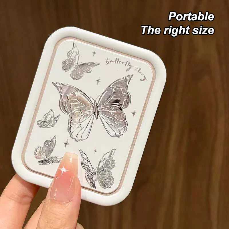 Portable Butterfly Flip-Top Folding Makeup Mirror Pocket Mirror Women Rectangle Cosmetic Make Up Mirror With CombXJ241213