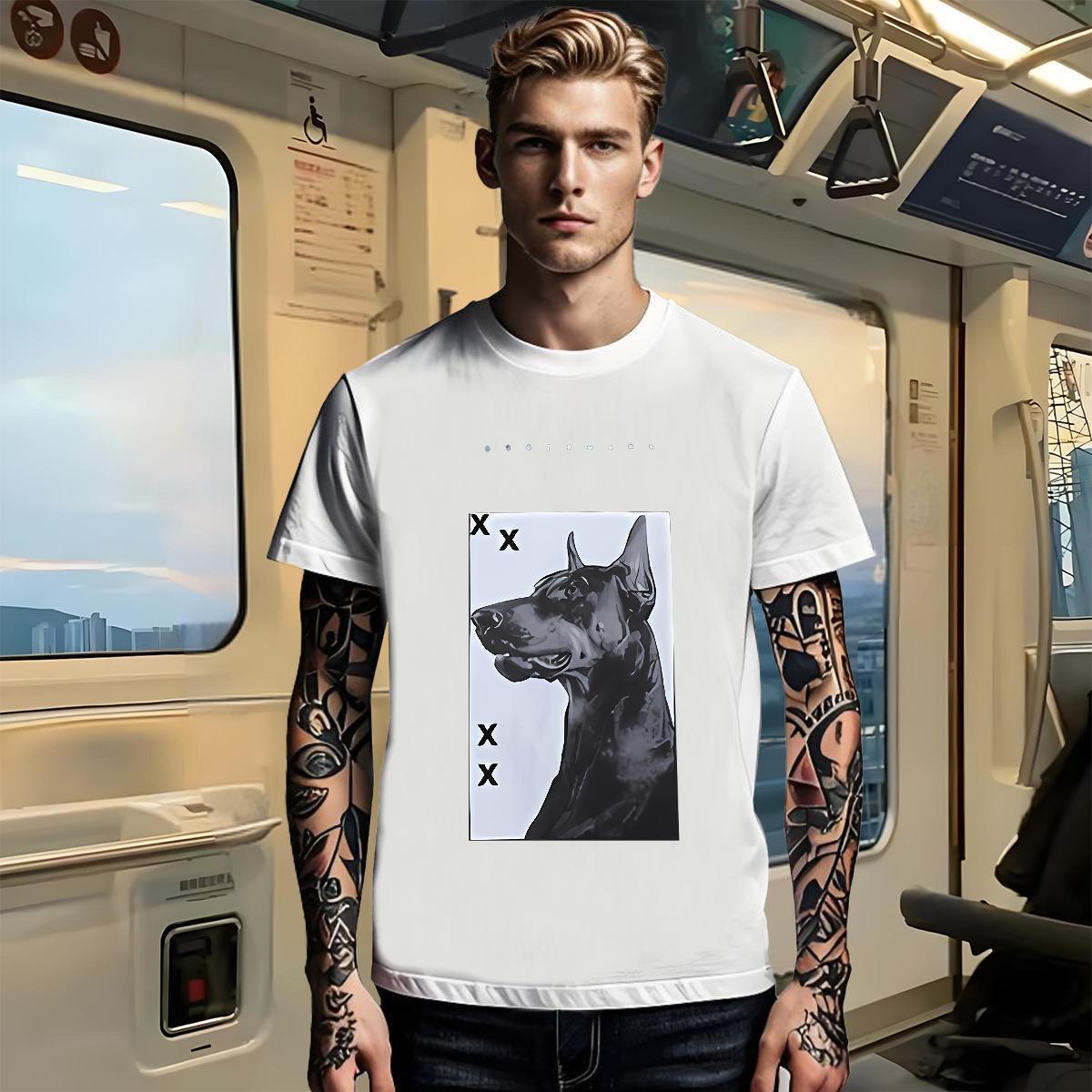 DIY Men Tops Tees dog Home Outdoor 230g Pure Cotton Wear Crew Neck Breathable Comfortable T Shirt For Man Custom Big Size