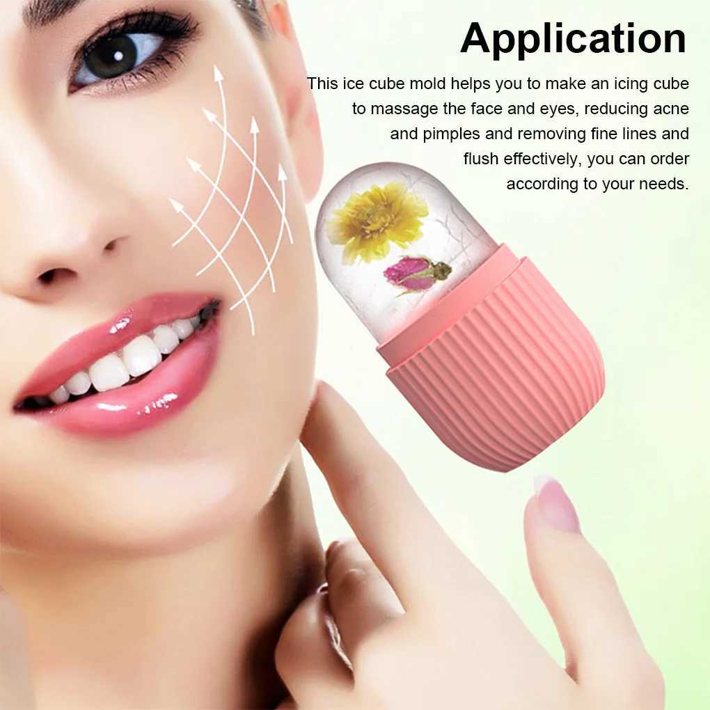 Face Massager Facial Ice Cube Mold Silicone Freezing Beauty Swelling Moisturizing Washable Oven Icing Mould Pink CL240824