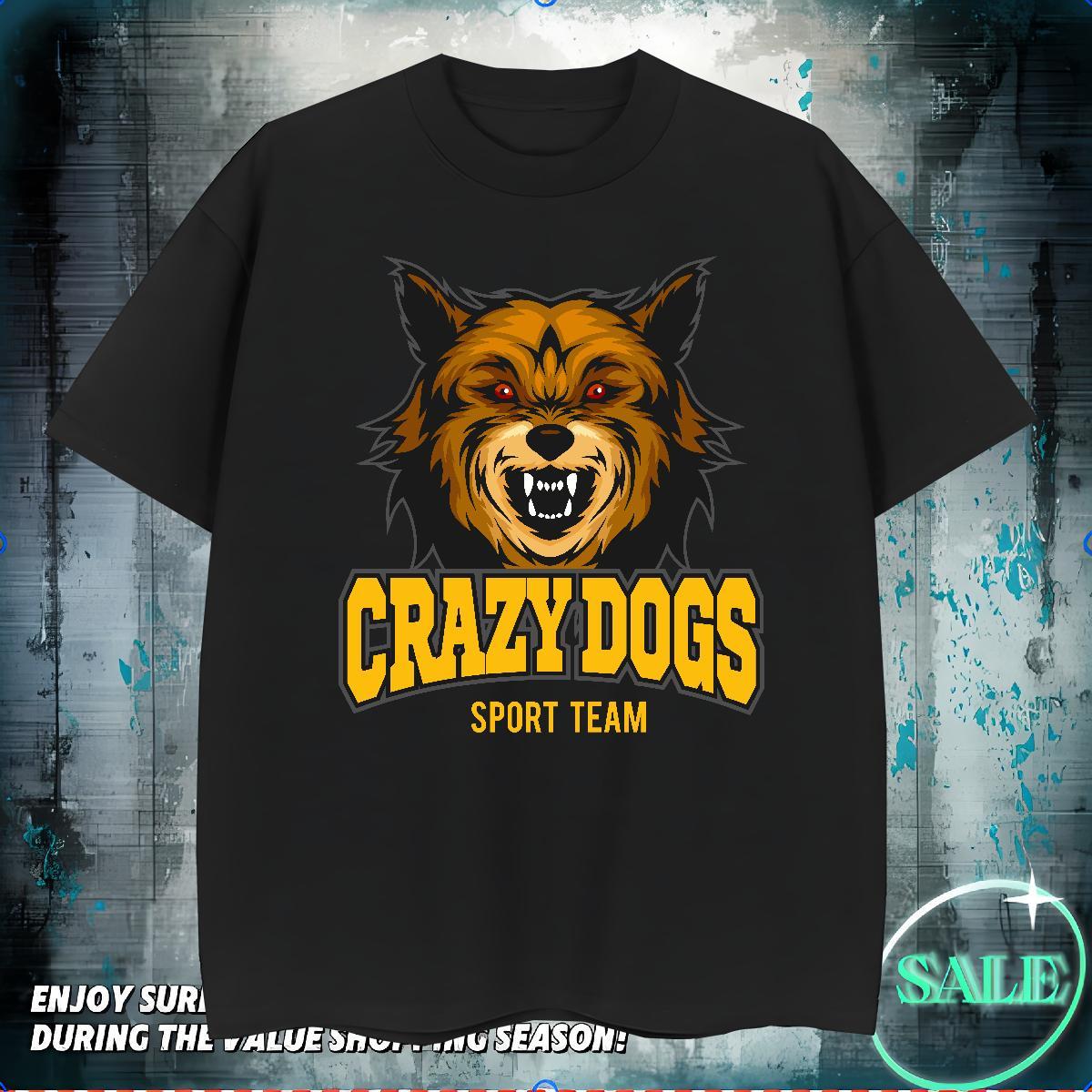Designer Fashion Men Tops Tees crazy dog Casual Beach 230g Pure Cotton Tshirts O-Neck Short Sleeve High Quality T Shirts Men DIY Logo Oversized