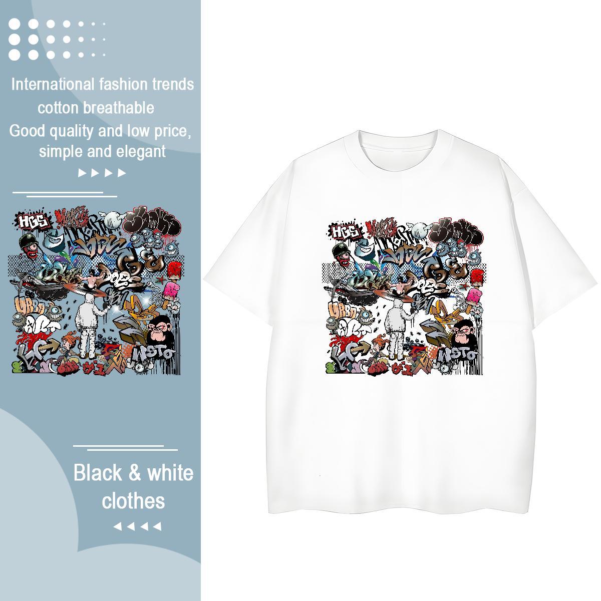 Nice Tshirt for Man Woman 100% Cotton 230g painting Street Womens T Shirts Breathable Crew Neck DIY Anime Printed Top Tees