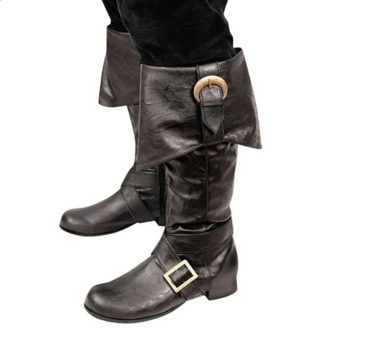 Medieval Viking pirate soldier role-playing knight boots Halloween mens fashionable buckle shoes womens retro party high heels 240823 ww