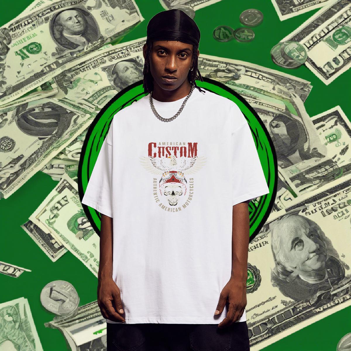 Brand T Shirts Men 230g 100% Cotton skull Street wear Hip Hop Oversized 3XL 4XL O-Neck Short Sleeve Men Tops Tees DIY Clothes