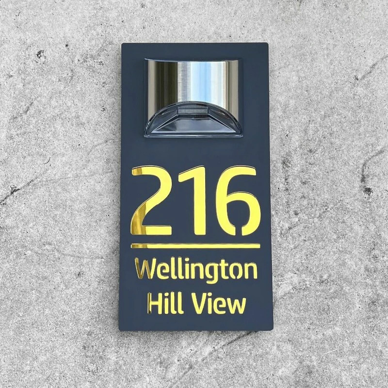 Customized House Sign Solar LED Light Modern Residential Address Sign 3D Laser Cut Address Plaque Outdoor Street Name Door Plate 240823