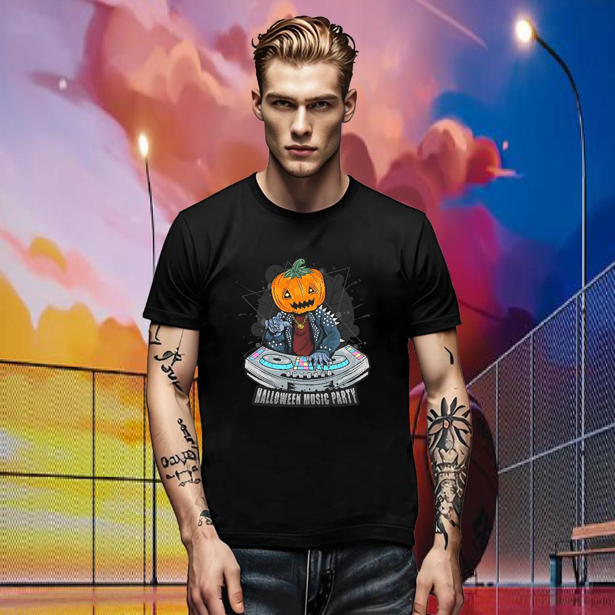 Fashion Casual Men Tshirts halloween Casual Daily Wear 230g Pure Cotton Tee Shirt Round Neck Short Sleeve Cool T-Shirts Black White