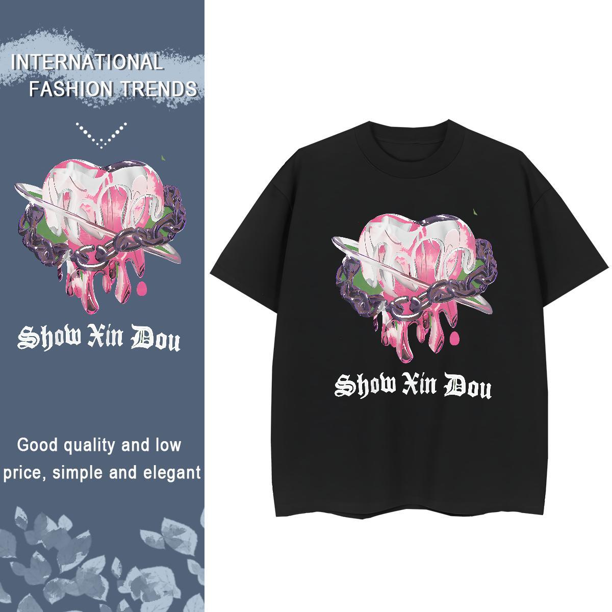 Wholesale Unisex Tshirts 230g Cotton letter Street Wear Women T Shirts Breathable Custom Printed Clothings