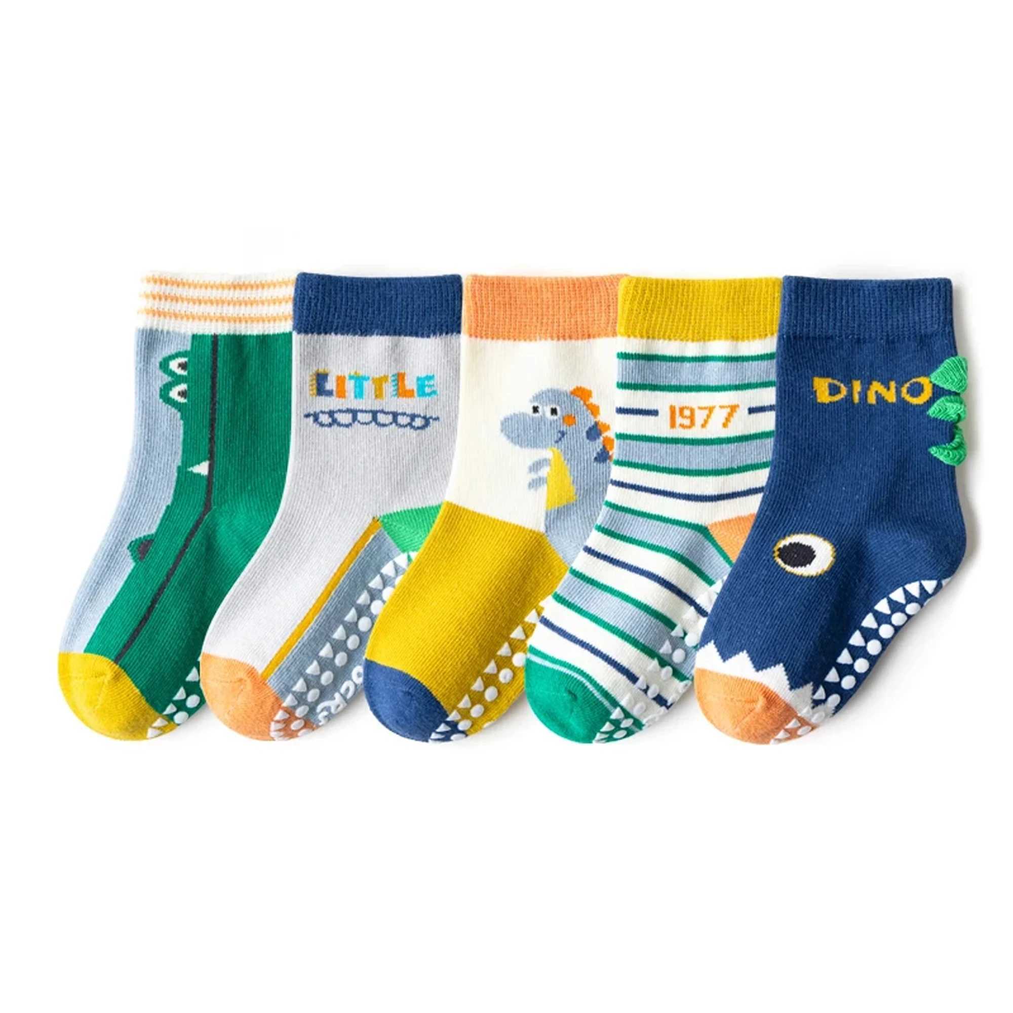 5 pairs of childrens mid tube socks spring and autumn adhesive point floor socks playground anti slip socks trampoline socks CL240824