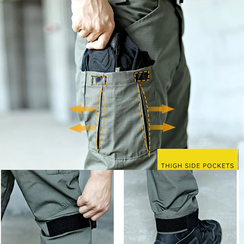 Multi-pocket Hiking Tactical Pant Mens Wear-resisting Waterproof Loose Cargo Pants Men Climbing Treking Camping Military Trouser 240812