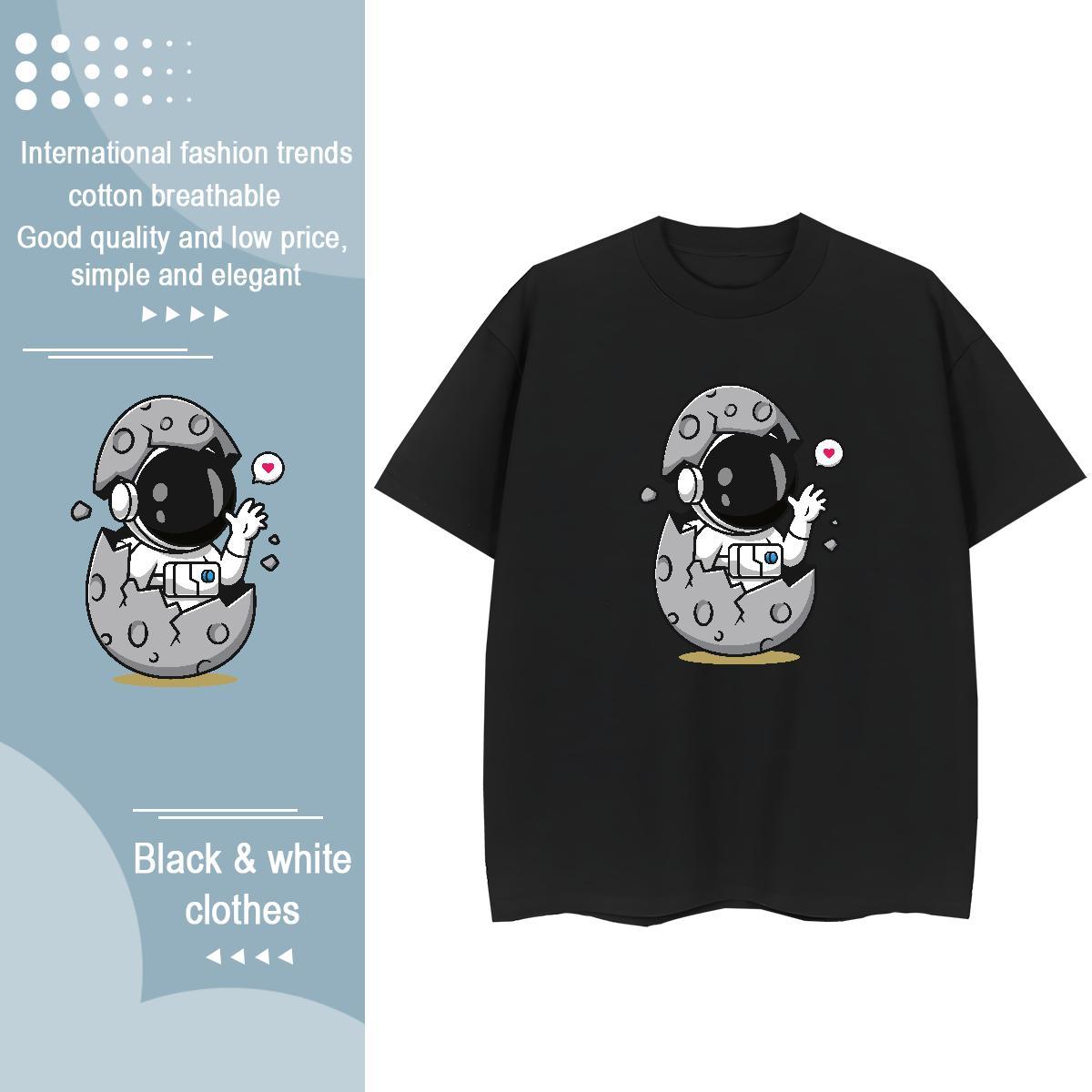 Soft Women Tshirts 230g Pure Cotton cosmonaut Spring Summer Women T Shirts Short Sleeve O-Neck Custom Printing Tees Shirts