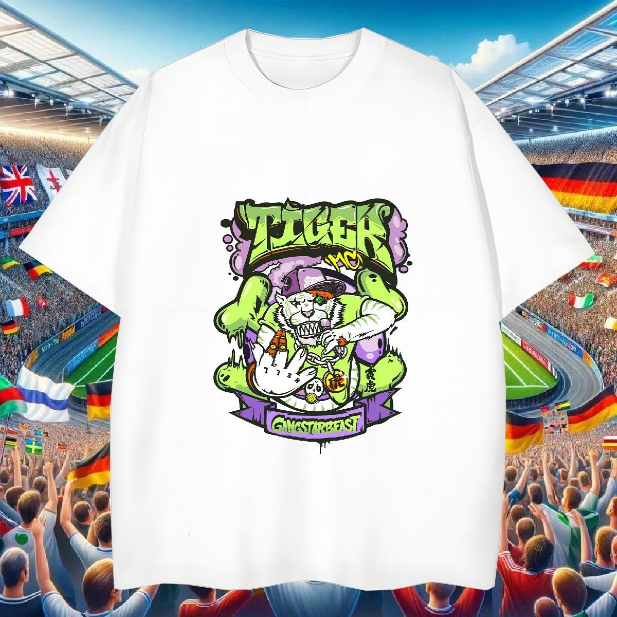Free Shipping T shirt 230g Cotton skull Hip Hop Street Plus Size Cartoon Crew Neck Breathable Men Tees Fashion New Top Tees
