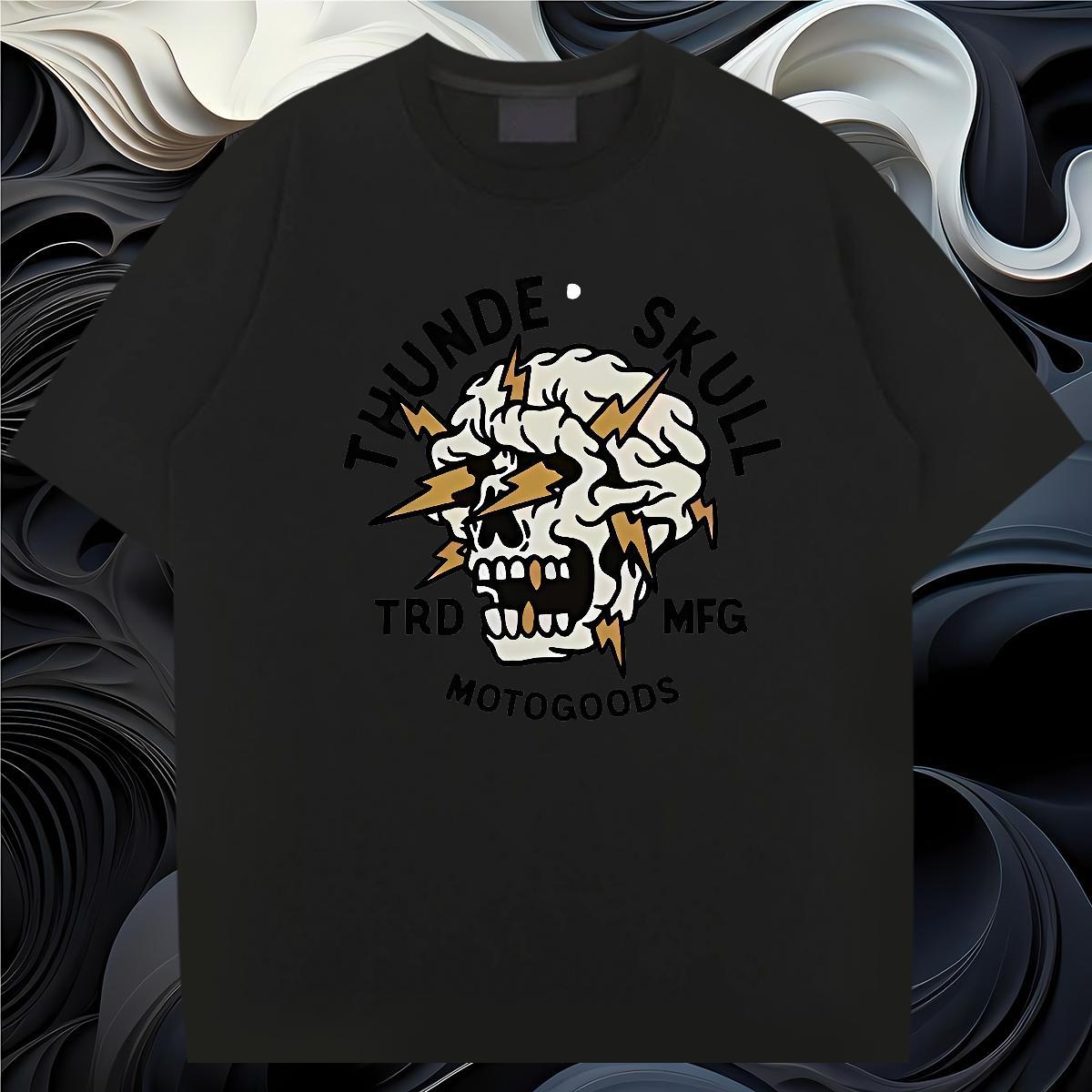 Classic T shirt 230g Cotton skull Hip Hop Street Graphic Short Sleeve O-Neck Tshirt for Man Woman Custom Tops Tees