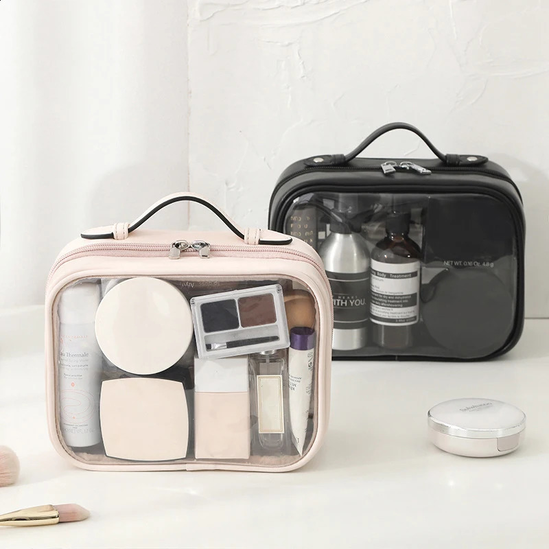 Storage waterproof makeup bag double-layer makeup brush storage multifunctional large capacity transparent makeup bag for womens travel 241223
