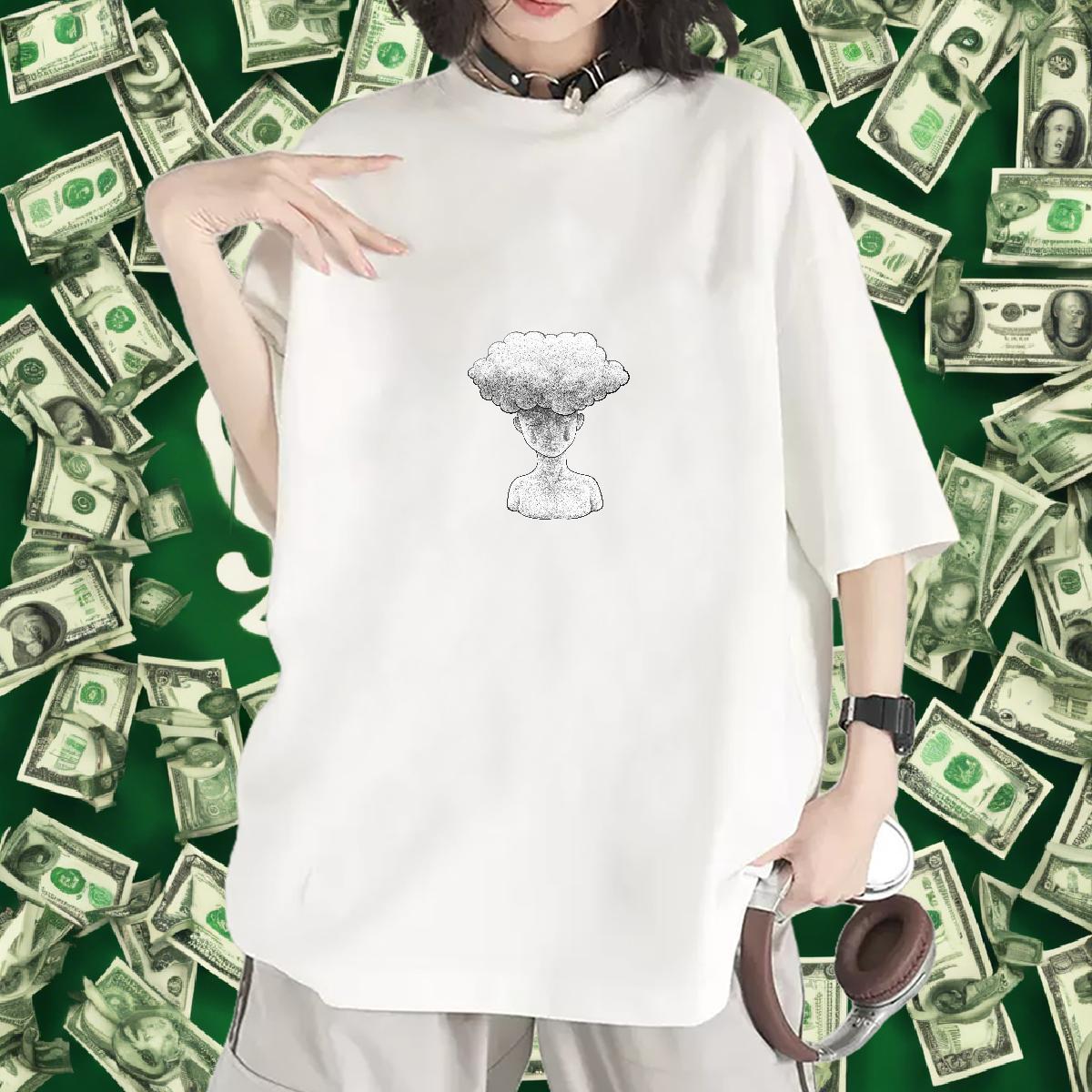 Loose Women Tees 100% Cotton 230g icon Daily Wear T Shirts Women Breathable Short Sleeve Custom Printed Tops Shirt