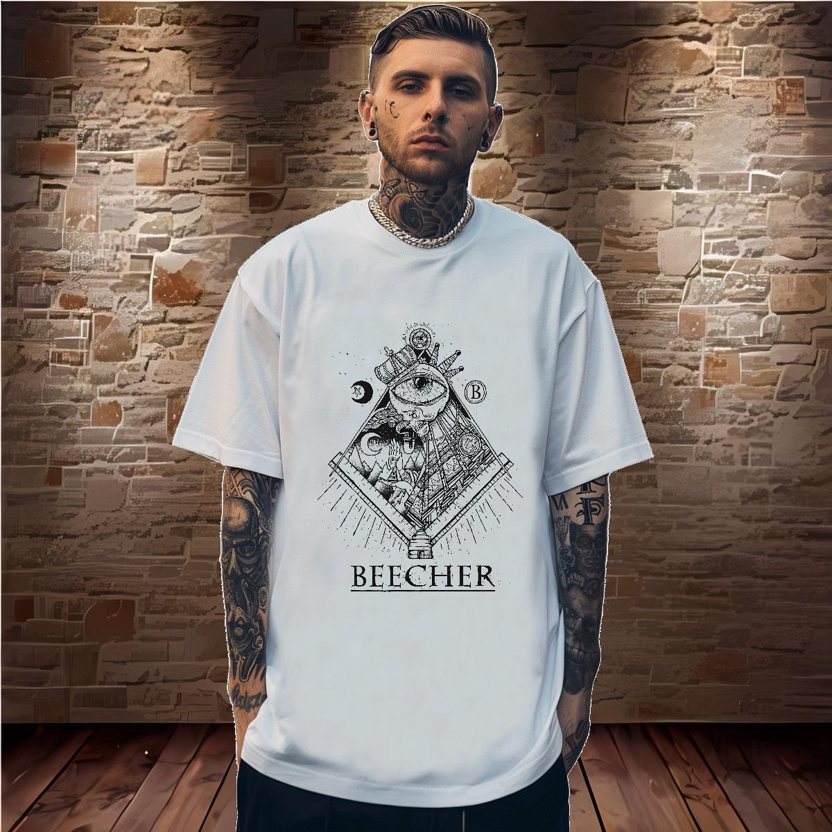 Classic T Shirts Men 230g Pure Cotton eye of the devil Casual Daily Wear Custom Printed Breathable Crew Neck Couples T Shirts Factory Direct Clothings