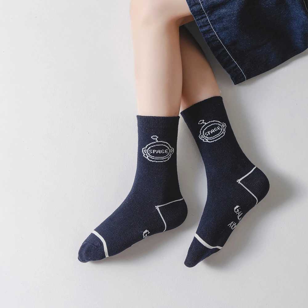 5 Pairs 1-12y Space Astronaut Cool Boys Socks High Quality Cotton Kids Socks Baby Boys Middle Tube Toddler Socks Children CL240824