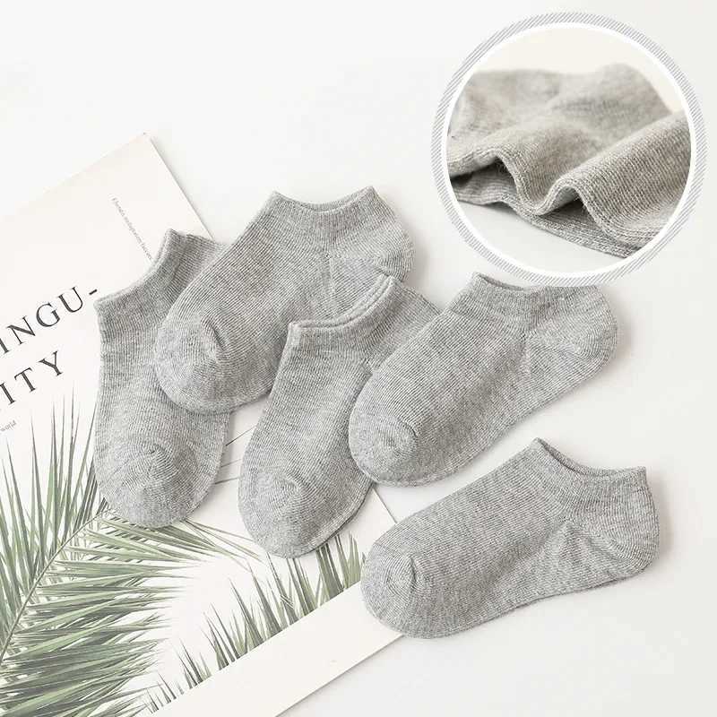 5 Pairs Children Low Cut Socks Boys Girls Black White Gray Boat Socks Baby Kids School Student Uniform Socks Sport Clothes CL240824