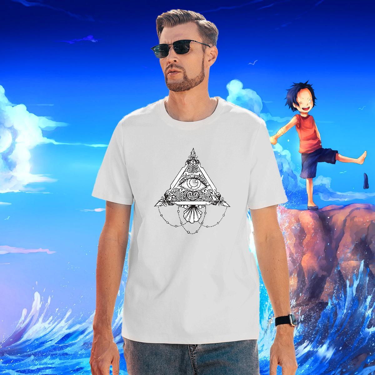 Cool Design T Shirt For Man 230g Cotton eye of the devil Home Outdoor Cartoon Print Crew Neck Tshirts DIY Customized Tops