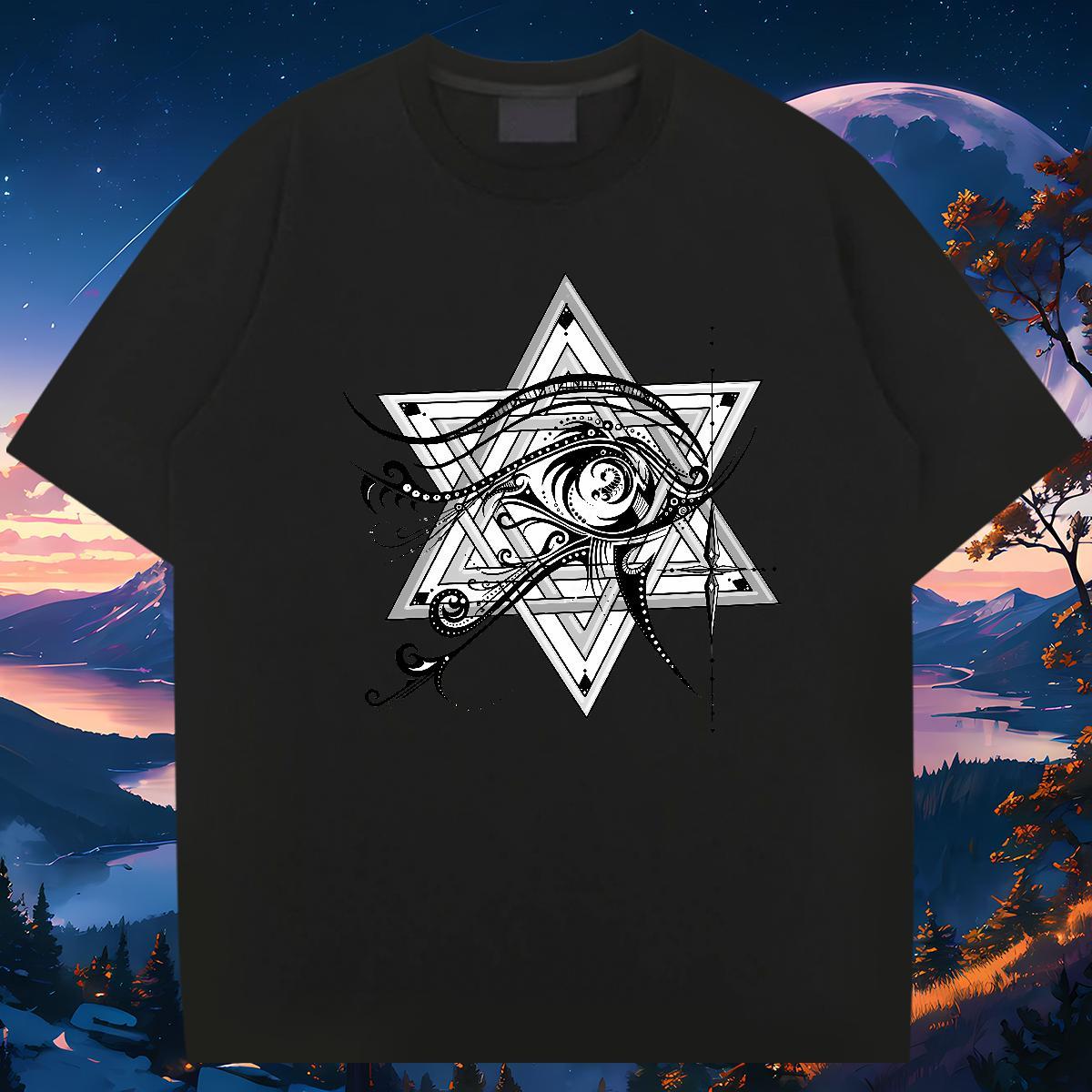 Cool T Shirts Men 230g Pure Cotton eye of the devil Spring Summer DIY Printed O-Neck Short Sleeve Tshirts Fashion Designer Clothings