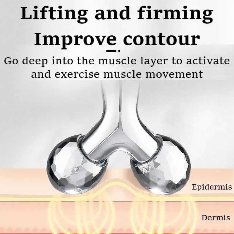 3D Face lift Roller Massager Massage Instrument 360 Rotate Roller Massager Y Shape For Face Lifting Wrinkle Remover Silvery CL240824