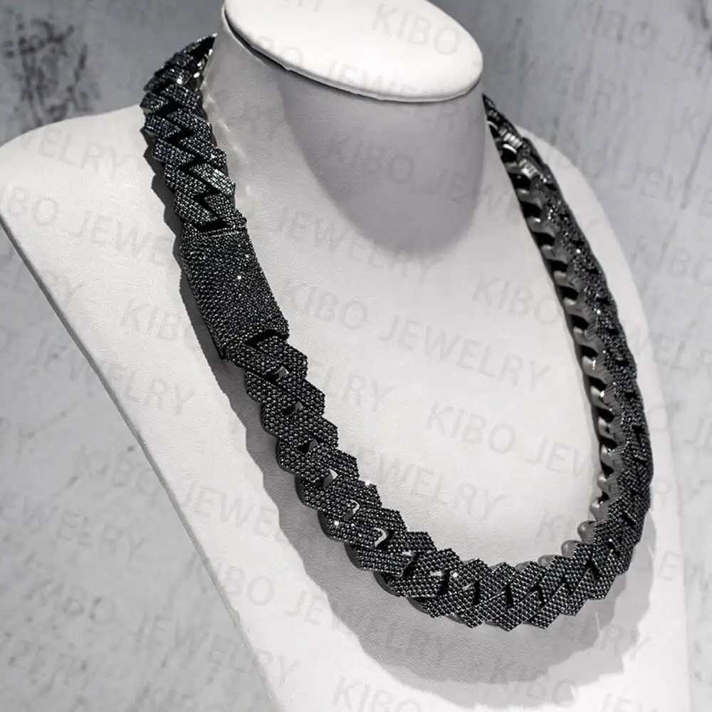 Hip Hop Necklace Black Gold Vvs Moissanite Dia Iced Out k Cuban necklace