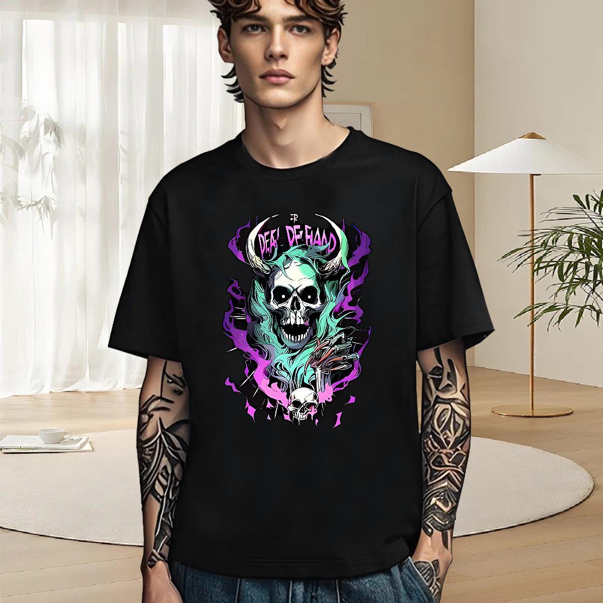 Classic T Shirt For Man 230g Cotton skull Home Outdoor DIY Printed Breathable Tshirt for Man Woman Factory Direct Polos