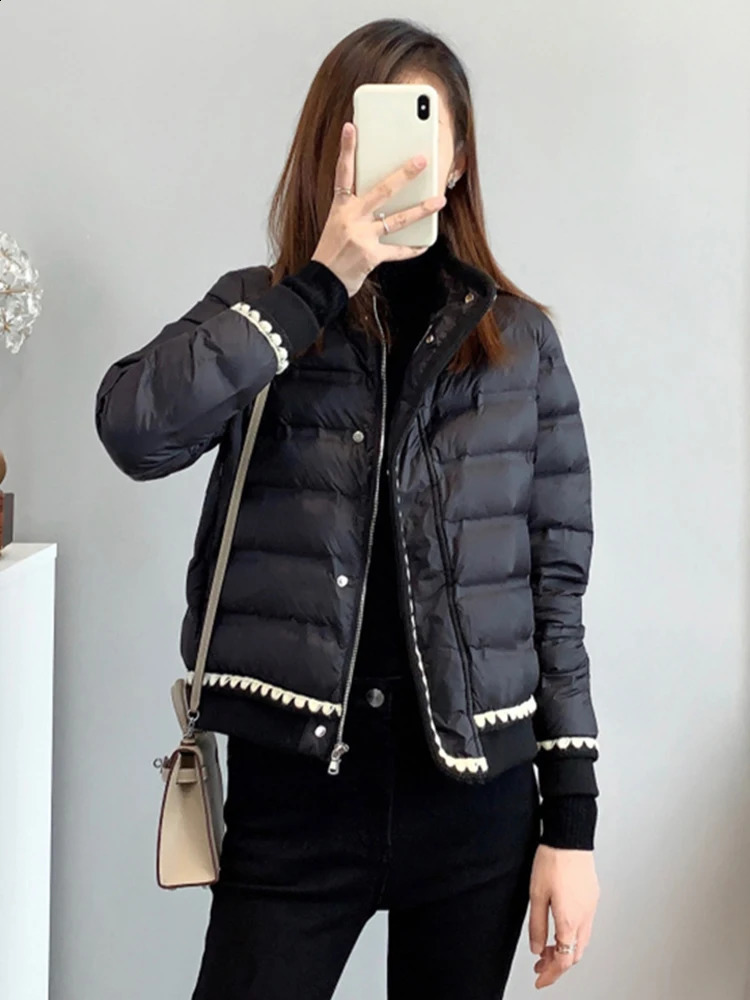 FTLZZ Winter Womens 90% White Duck Down Jacket Stand up Collar Zipper Lace Solid Thick Warm Ice Cream Coat 240823