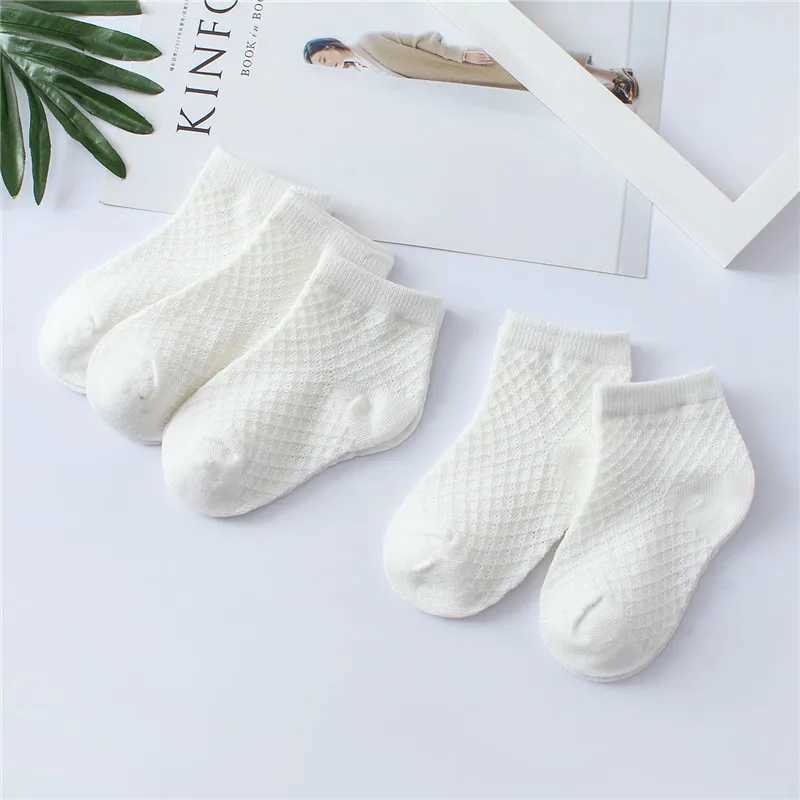 Childrens socks summer mesh socks soft boys and girls white socks children and students pure white thin breathable socks CL240824