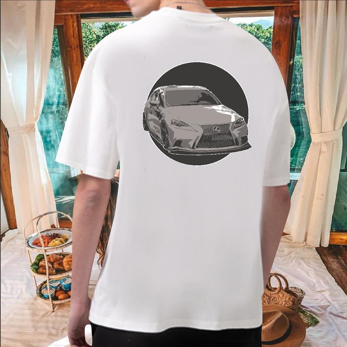 Loose T-Shirts 100% Cotton 230g car High Street Hip Hop Asian Size Pure Cotton Mens Tshirts New Designer Clothes