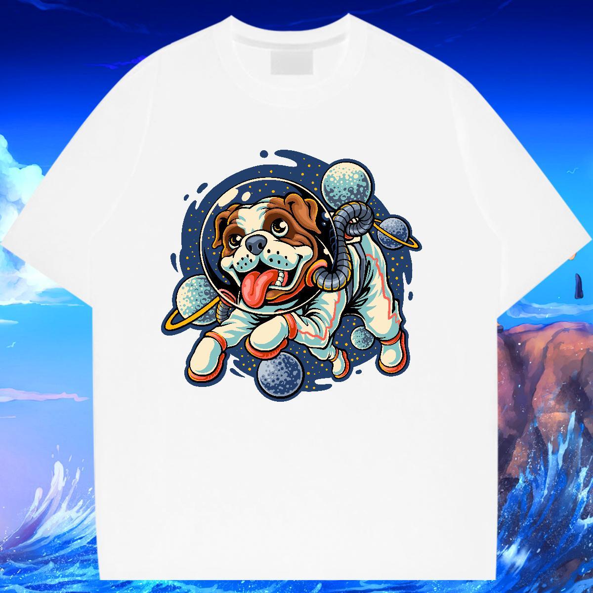 Brand Women Tshirts 100% Cotton 230g cosmonaut Sports Casual T-Shirts Crew Neck Breathable Anime Wear