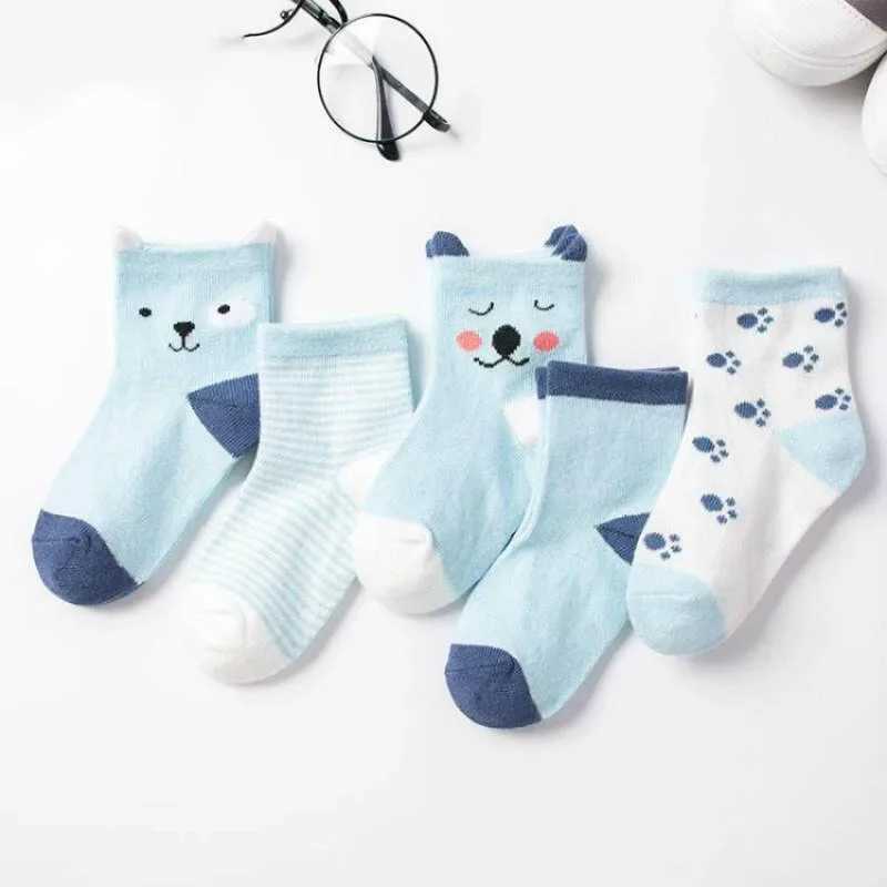 5 Pairs Cartoon Baby Socks Cute Cat Animal Soft Cotton Knit Baby Girl Kids Boy Newborn Boys Childrens Socks for 0-6 Years CL240824