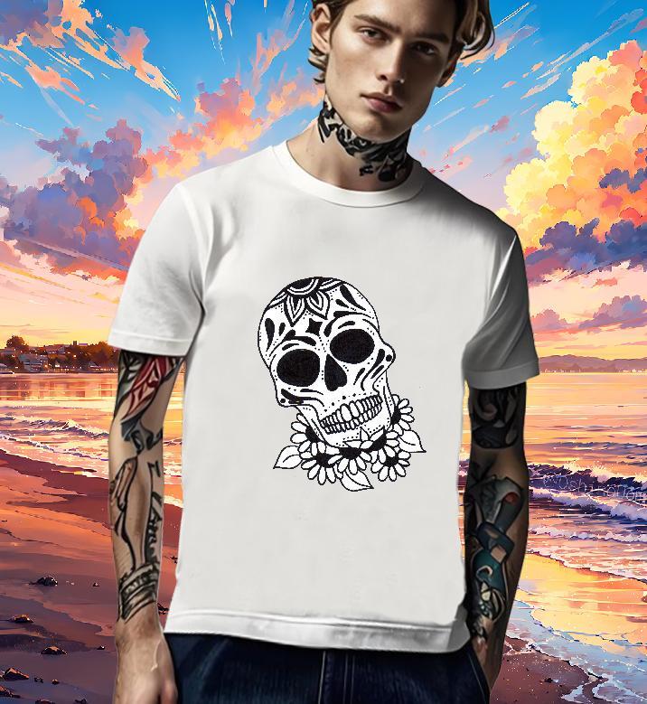 Brand T-Shirts for Men 230g 100% Cotton skull Casual DIY Logo Oversized Short Sleeve O-Neck Men Clothes T-Shirt Classic Tees Shirts