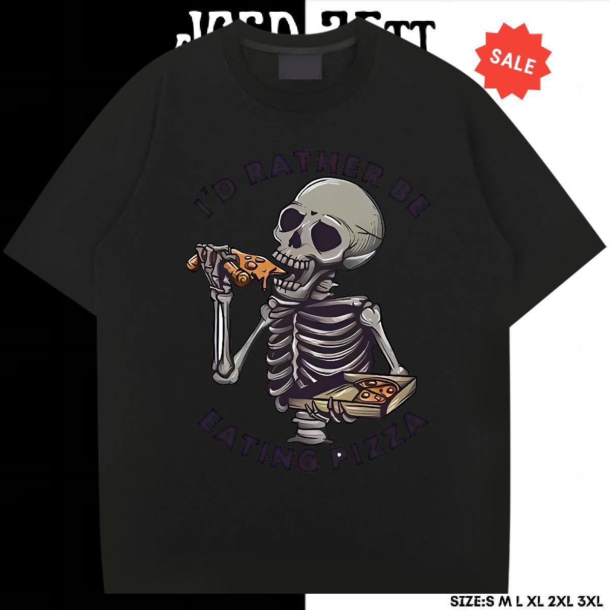 Soft T Shirts Men 230g Pure Cotton pizza Hip Hop Floral Print O Neck Short Sleeves Men Tshirts Fashion Clothings