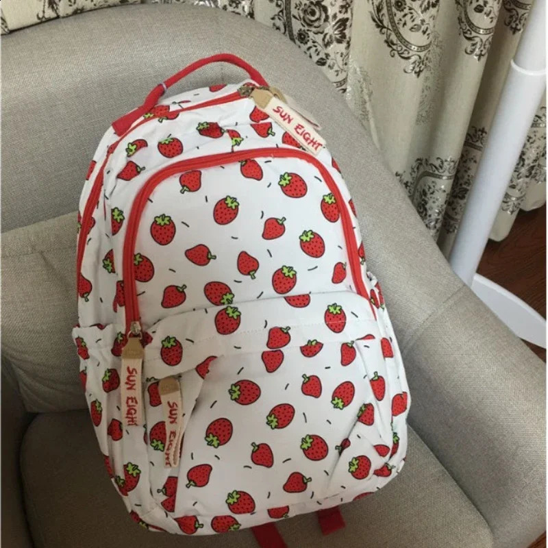 Kawaii Cute Backpacks for hot Girls: Strawberry Print Haruku School Bag