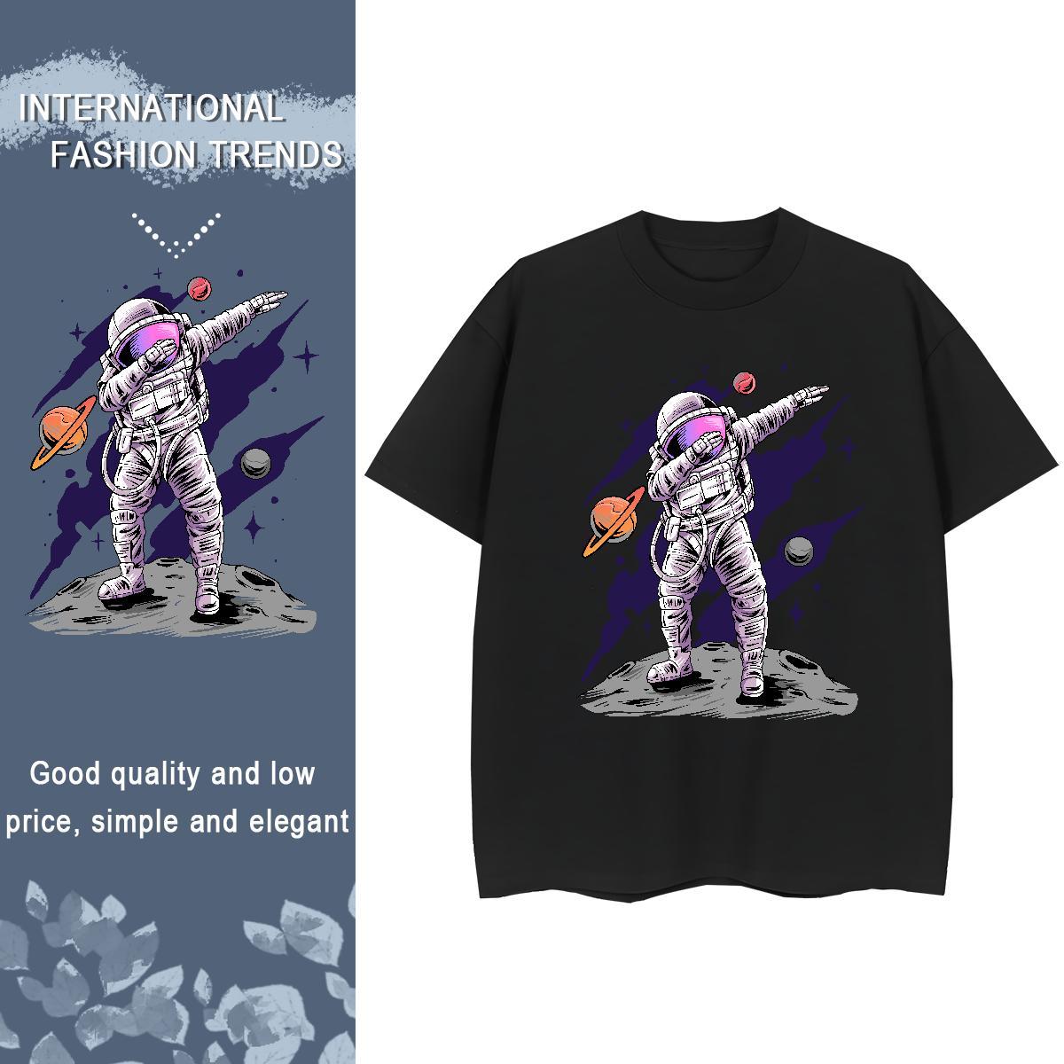 Loose fit Unisex Tshirts 100% Cotton 230g planet Outdoor T Shirts Women Breathable DIY Anime Printed Tops Shirt