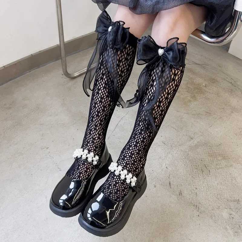 Baby Summer Thin Lolita Sock Lace Bowknot Stockings Girl Long Socks School Uniform Princess Calf Socks Kids Knee High Stocking CL240824