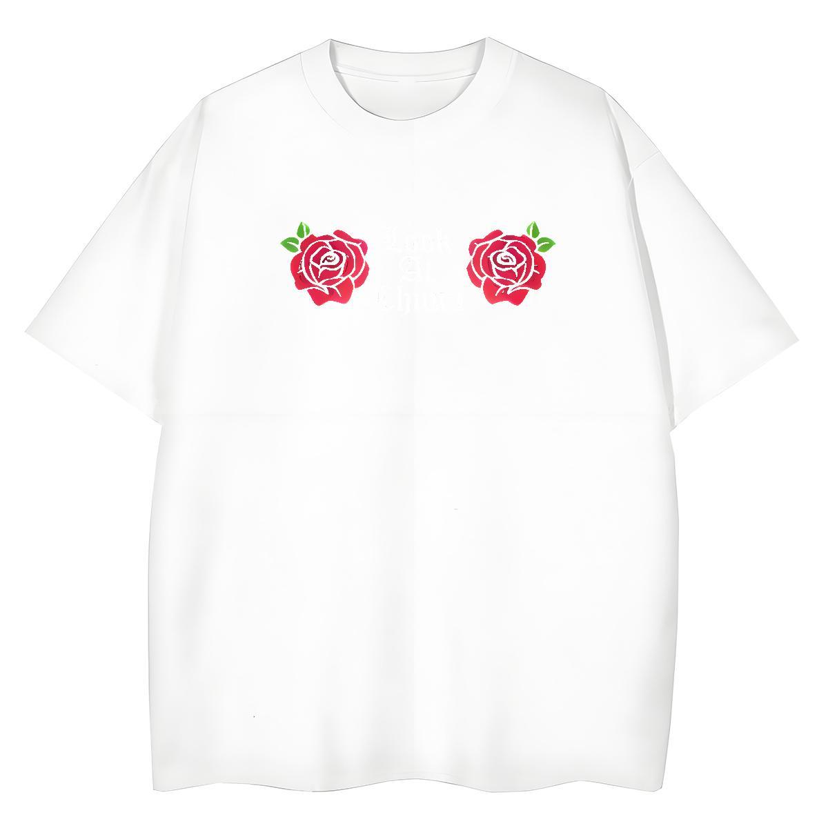 Female Unisex Tshirts 230g Pure Cotton letter Street Casual T shirt Breathable Crew Neck DIY Logo Tops Tees