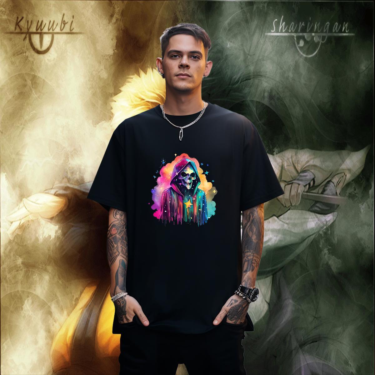 Unisex T-Shirts for Men 230g Cotton skull Summer Casual Oversized 4XL Pure Cotton Men Tops Tees Classic Casual Tops Shirt