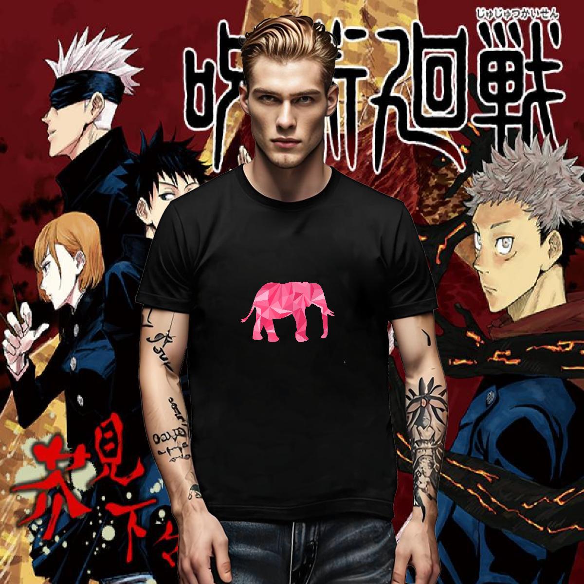2024 New Men Clothes T-Shirt Elephant Casual Daily Wear 230g Cotton Tees Breathable Soft Wholesale Mens T Shirts Floral Print