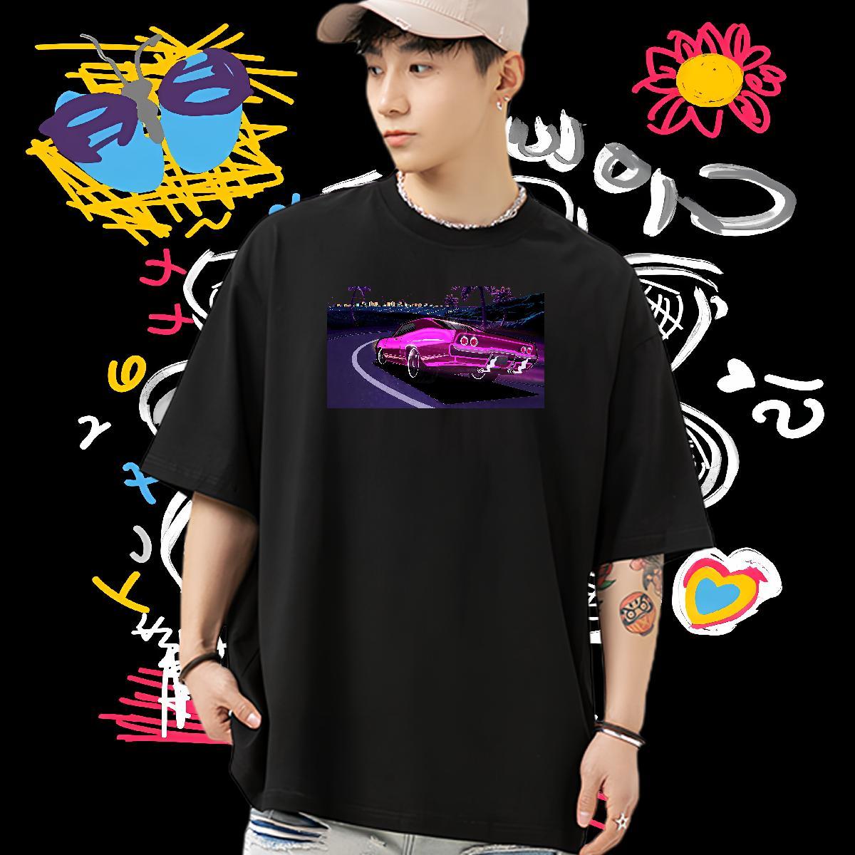 TOP Quality Men T Shirts 230g 100% Cotton car Street Casual Custom Print Oversized Breathable Crew Neck Men Tees Customized Wear