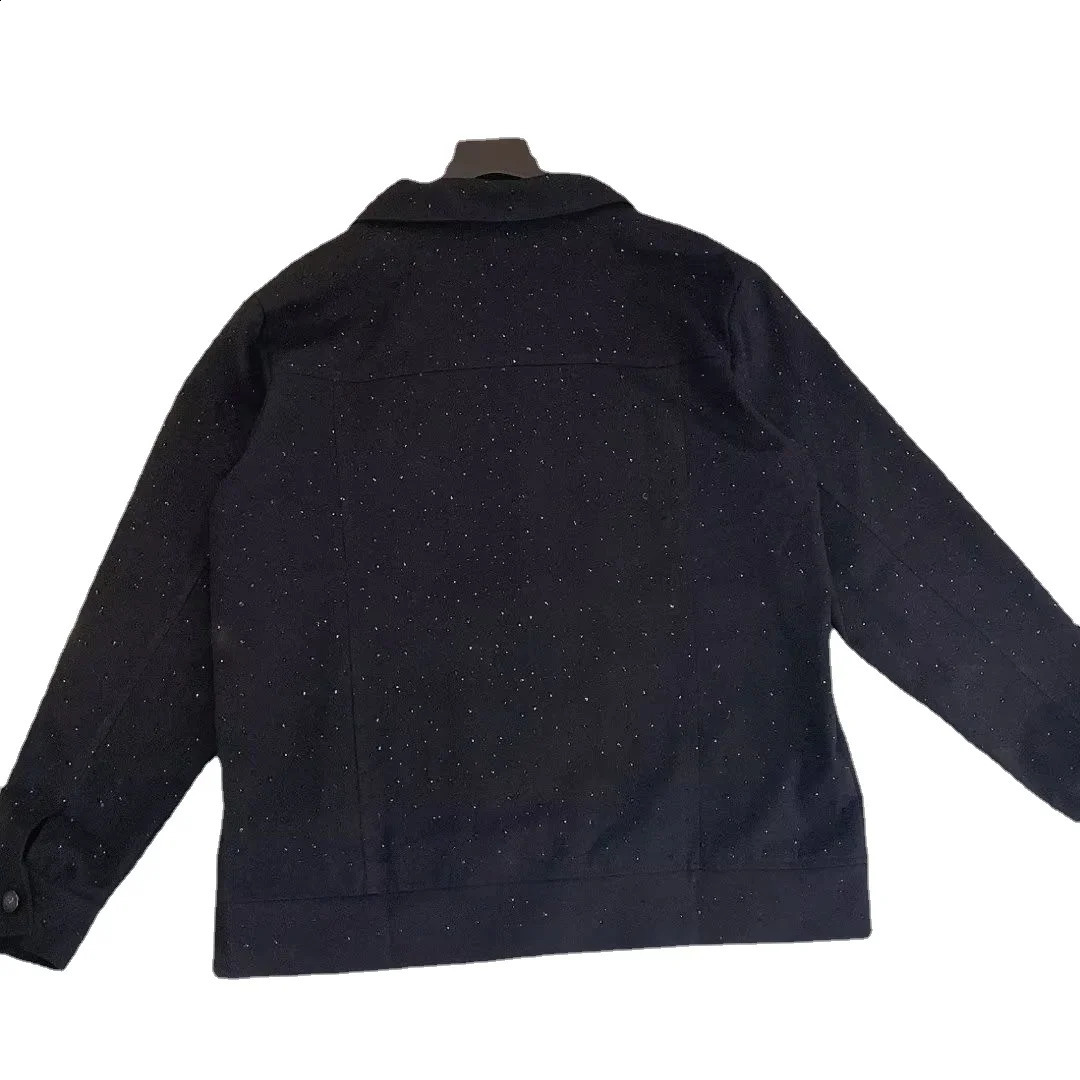 Jeans Coat For Men Button Casual Slim Short Denim Jackets Man Diamond Black Japanese Loose Chic Elegant Low Cost Rock Y2k Korea 240823