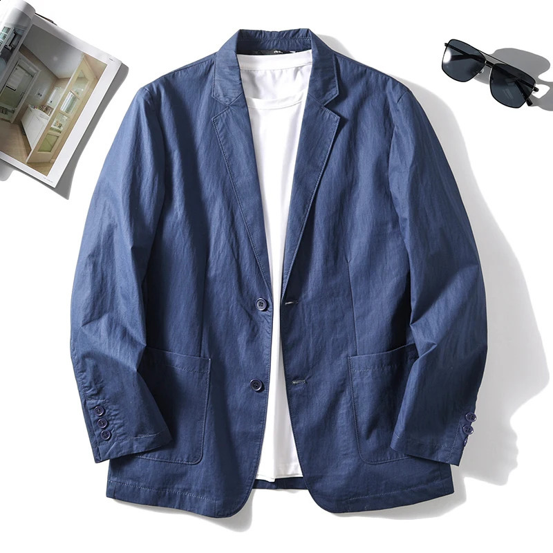 Mens Jacket Set Single Chest Pocket Casual SpringSummer Fashion Thin Solid Long Sleeve Sunscreen Top 240824