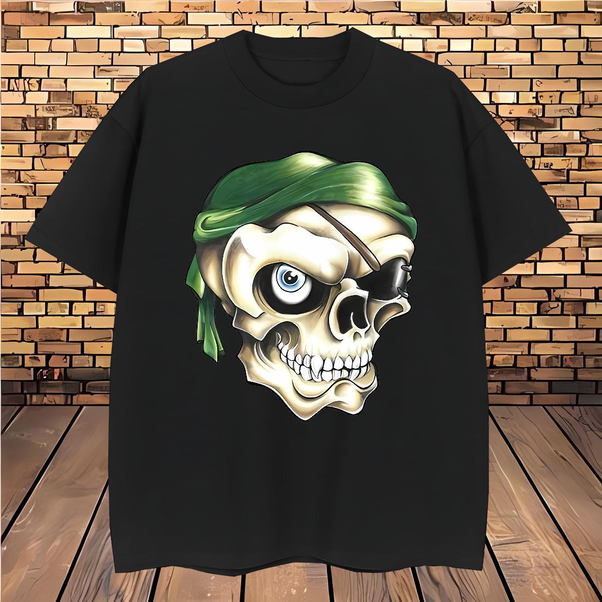 Classic Man T Shirts 230g Pure Cotton skull Street Plus Size Cartoon Breathable Crew Neck Men Clothes T-Shirt 2024 New Tees Shirts