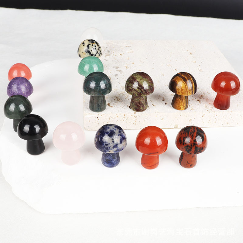 2CM Mushroom Reiki Healing Chakra Natural Stone Ornament Quartz Mineral Crystal Tumbled Gemstone Home Decoration Jewelry Making