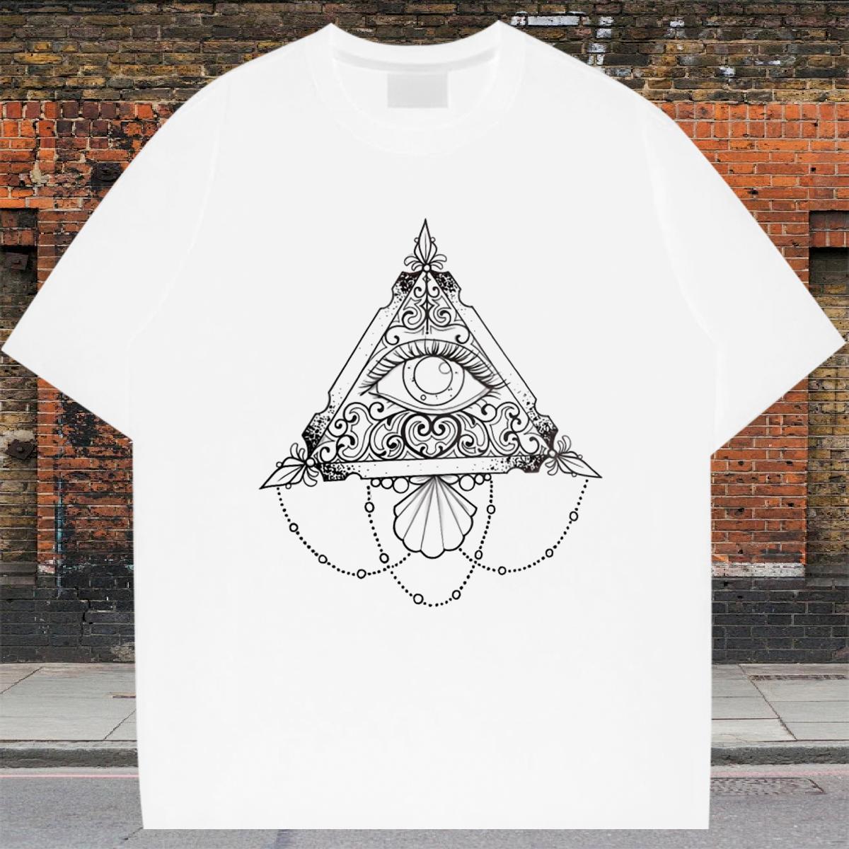 Comfortable Men T Shirts 230g Cotton eye of the devil Sport Black White Crew Neck Men Clothes T-Shirt Casual New Tshirts